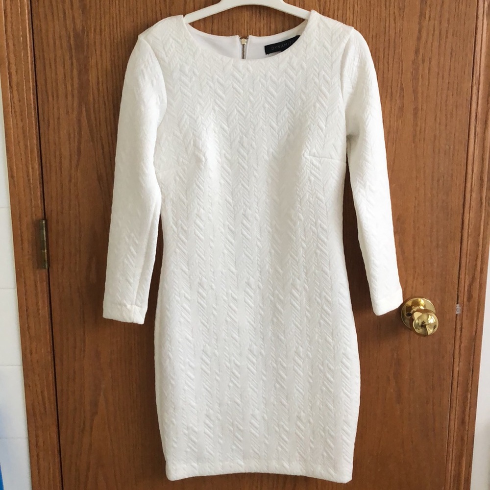 Dynamite Knit Bodycon Jacquard Dress White Size S